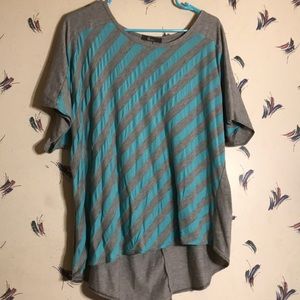 Hi Low Teal Stripes Shirt